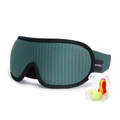 3D sleep mask in dark green mesh with noise-canceling earplugs and portable case - Mask + Earplugs / Green