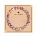 Zebra stone heart bead bracelet with rose gold crown charm on Bestie gift card - Imperial Jasper + Crown + Card