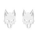 Minimalist silver wolf head stud earrings with detailed animal design for women - Wolf Head / Steel