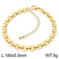 Golden 18K gold-plated titanium steel bracelet with rectangular links and 180mm length - Gold Rounded Rectangle Chain (KB189685-Z)
