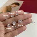 Classic round zircon stud earrings in six different sizes from 3mm to 8mm diameter - 4mm Silver Pin (6-Claw Pair)
