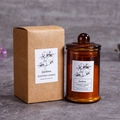 Gardenia scented candle in amber glass jar with matching kraft gift box packaging - Gardenia