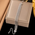 Three-layer stainless steel rope chain bracelet in silver with lobster clasp closure - Triple Rope Chain Silver