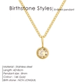 Nahaufnahme der 14K Gold Edelstahl-Halskette mit gelbem Zirkon November-Geburtsstein - November Hellgelb - Gold