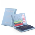 Light blue RFID PU leather travel passport holder with elastic strap and multi-card slots - Light Blue
