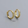 Minimalist 8mm gold-plated S925 sterling silver hoop earrings with a polished finish - 8mm Gold