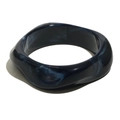 Modern irregular wavy resin bangle featuring a deep blue marbled pattern finish - Pentagonal Twisted Acrylic Bangle - Blue