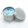 Candela profumata blu con fiori secchi e cristalli curativi in latta argento 6x4cm - Blu