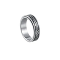 Rotating stainless steel stress relief ring with black etched floral wheat patterns - 6MM Wheat