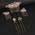 5-piece gold bridal hair accessories set with crystals and combs for wedding hairstyles - Crystal Gold Hair Comb And Pin Set