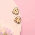Golden heart-shaped alloy pendant with inlaid crystals for DIY jewelry necklaces - 1# Gold Textured Open Heart with Rhinestones