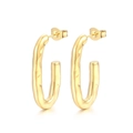 French vintage style gold geometric cross quilted C-shape hoop earrings for women - Style C Hammered U-Shape (KE108811-KFC)