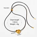 Minimalist black cord necklace with a polished 3D gold heart pendant and adjustable chain - Full Heart Style (KDD961)