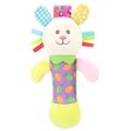 Colorful plush baby rattle shaker toy with rabbit ears and mixed fabric patterns - Rabbit (Multicolor)