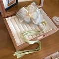 Vintage green bow hair ribbon with white pearls in a wooden jewelry box accessory - Green Butterfly Tassel Claw Clip