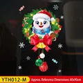 Christmas snowman window sticker with green wreath and golden bells in 60x90cm size - Snowman Wreath Large-YTH012-M