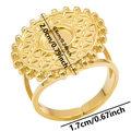 Macro detail of gold-tone geometric ring showing size 2.0cm length and 1.7cm inner diameter - Radiating Oval