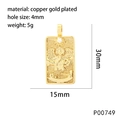 Gold plated copper tarot pendant with engraved angel and white cubic zirconia stone - Judgement