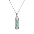 Collar con colgante de frasco de perfume de acero plateado y piedras turquesas - Plata Turquesa Azul grava