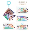 Libro di stoffa morbida Happy Farm per neonati con animali e anello blu - Animali della Fattoria / 4 Pagine 8 Facciate/Con Gancio ad Anello Blu
