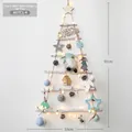 Blue and white wall-mounted wooden Christmas tree with LED lights and gnome ornaments - Blue & White Hanging Tree Set 90cm