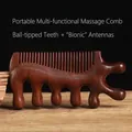 Handgefertigter Massagekamm aus Sandelholz mit fünf Kugelkopf-Zinken zur Kopfhautstimulation - Gold Silk S Multifunktions-massagekamm