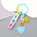 Colorful acrylic star and heart keychain with FOR EVER charm for bags and phones - Blue