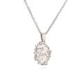 Collier ovale Love en argent avec bordure florale et pierres de zircone cubique brillantes - Pendentif Géométrique Love / Argenté