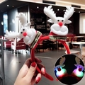 Christmas headband with white plush reindeer antlers and LED glowing lights for parties - LED Reindeer