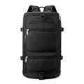 Versatile black multi-compartment travel sports bag with adjustable buckles and durable nylon - Black