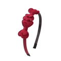 Close-up of a festive red headband with layered fabric hearts and ribbed texture - Red (No.33)