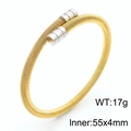 Golden steel cable spring bracelet with silver ends and anchor knot design - Spiral Spring Style (KB169313)