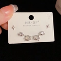Set of six celestial stud earrings featuring Saturn planet and stars on S925 silver needles - Silver-Opal Planet Set (105#)
