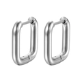 Orecchini a cerchio quadrati in acciaio inossidabile argento dallo stile geometrico - Chiusura per Orecchio Quadrata in Filo Tondo / Argento