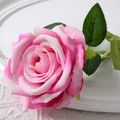 Velvet pink gradient artificial rose with realistic petals for wedding home decoration - 10cm / Large Velvet Deep Pink