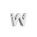 Polished S925 silver letter W heart pendant charm with mirror finish and side holes - White Gold DY130027 (W)
