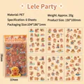 6-sheet set of cute Capybara PET waterproof stickers for DIY journals and scrapbooks - Happy Party