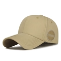 Khaki cotton baseball cap with China patch embroidery and adjustable strap - Adjustable / Deep Beige