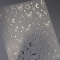Silver gothic nail stickers with embossed sun moon and butterfly motifs style M-381 - Silver Gothic Metallic Embossed Style (M-381)