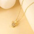 Elegant gold reindeer antler necklace with sparkling zircon inlay and thin chain - XL1214 Rotating Coin Deer Horn Gold
