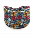 Tropical floral print headband with red and orange lilies on stretchy elastic fabric - Style 41