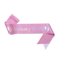 Pink glittery Mommy To Be sash with holographic lettering and baby footprint motifs - Pink Rainbow Mommy To Be Sash