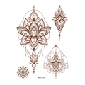 Waterproof henna mandala lace tattoo sticker in reddish brown, model W-0745 - Center Lotus Mandala (W-0745-S)