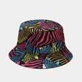 American retro double-sided bucket hat with colorful zebra print for sun protection - M (56-58cm) / 9# Colorful Zebra Print