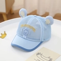 Light blue mesh baby baseball cap with bear ears and beautiful embroidery detail - 48-52cm / Style 2 Sky Blue