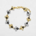Detail of bee bracelet links with black enamel stripes and shimmering zircon wings - Black