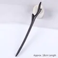 Minimalist black sandalwood hair pin with elegant antler design and 18cm length - Bud Horn