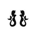 Minimalist black mermaid princess silhouette stud earrings on a clean white background - Mermaid / Black