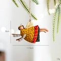 Christmas angel hanging ornament in red and gold finish on a pine branch, 11.5x8cm - Yellow Iron Angel Hanging Ornament