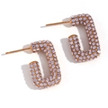 Pendientes rectangulares de oro de 18K con cristales de circonita cúbica micro pavé - Estilo Pavé Rectangular / Dorado